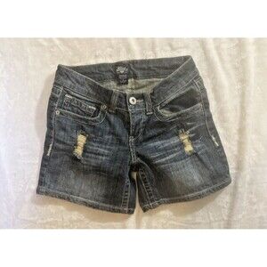 Blue Asphalt Denim Shorts Women's Size 3/26 Blue Low Rise Distressed Cotton Blnd